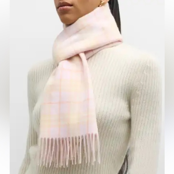 NEW Burberry 168X30 Pink Check To Solid Reversible Cashmere Scarf - Picture 16 of 16